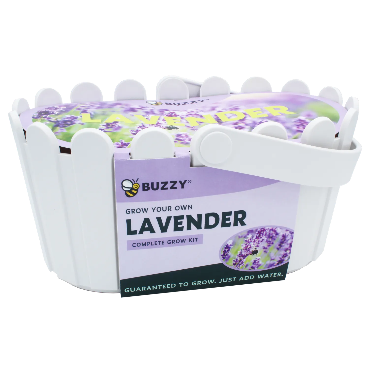 Buzzy Seeds Lavender dyrkningssæt hvid kurv duftende