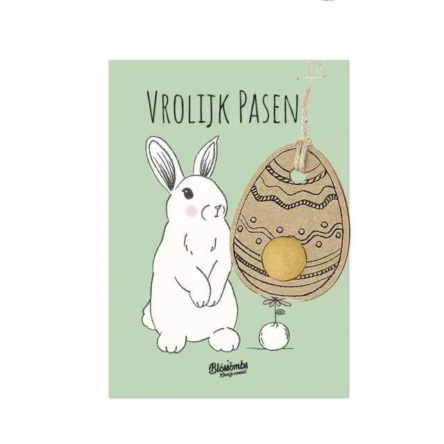Blossombs Påskeæg frøbombe 1 stk kanin kort