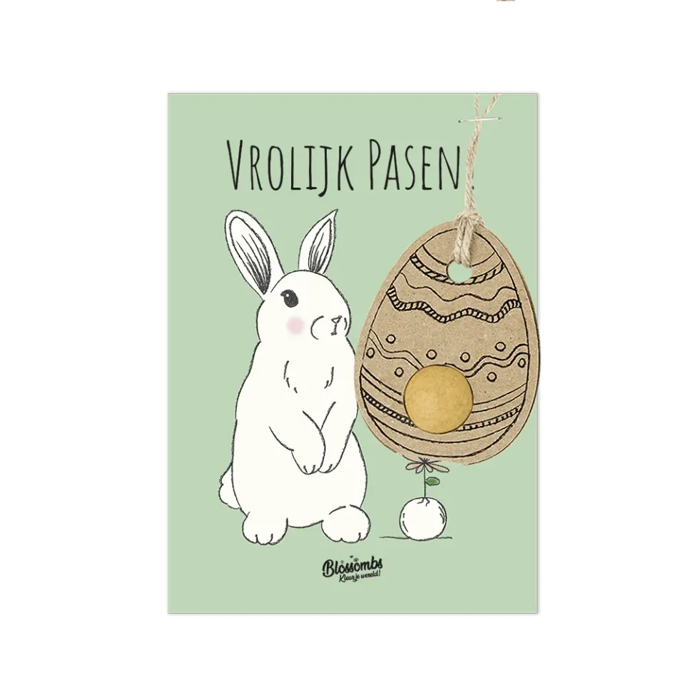 Blossombs Påskeæg frøbombe 1 stk kanin kort