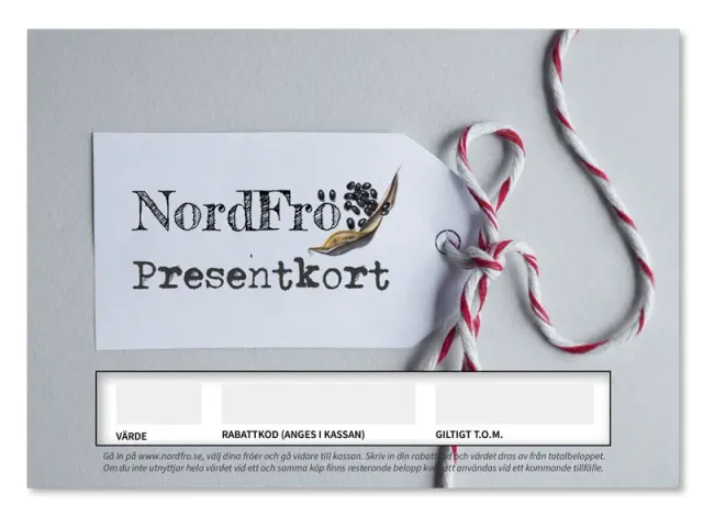 NordFrö Fysisk presentkort gavekort havefrø