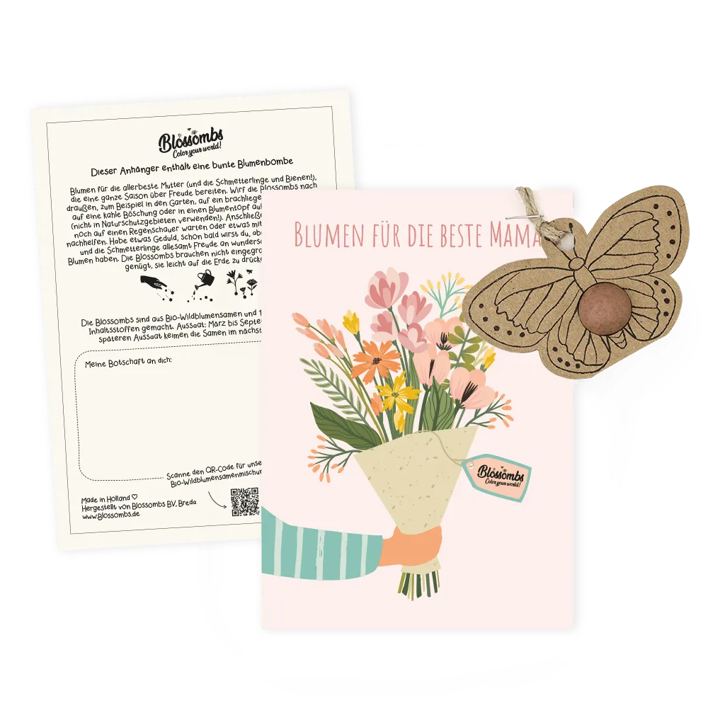 Blossombs Maman kort frøbomber sommerfugl bouquet