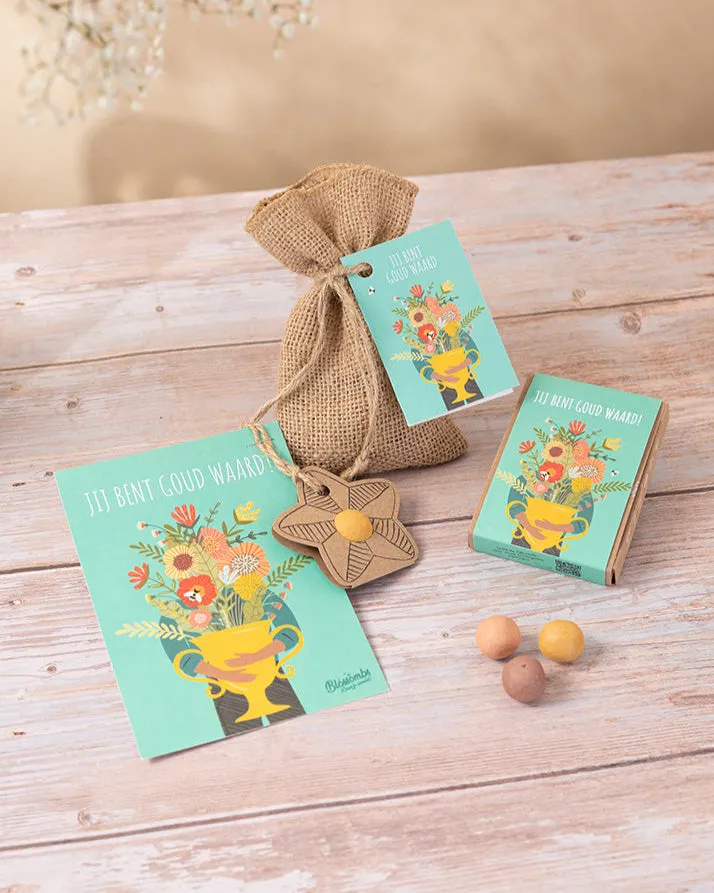 Blossombs Gift Box Mini Jij bent goud waard frøbomber 4 stk venskab