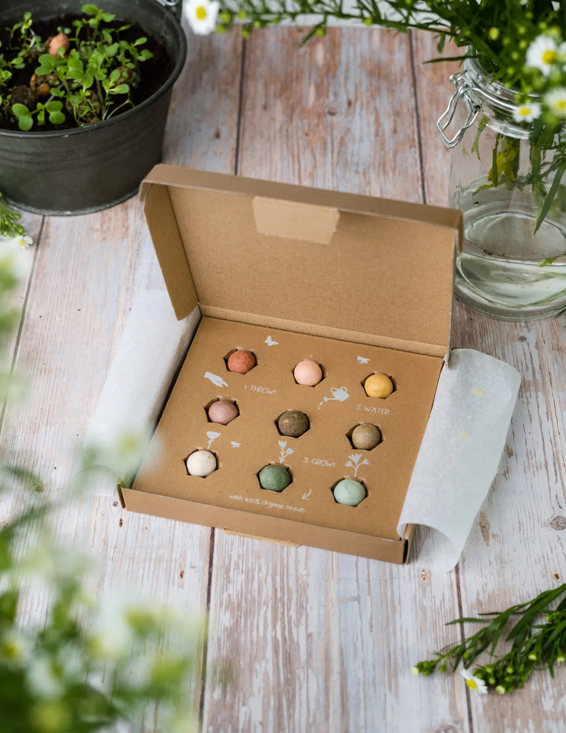 Blossombs Gift Box Medium frøbomber 9 stk Ich liebe dich