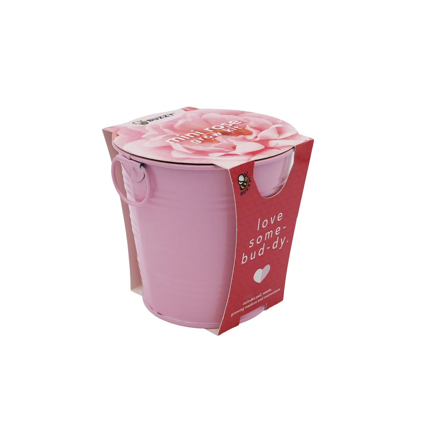 Buzzy Seeds Flower Pail Mini Rose Lavender dyrkningssæt 2-pak duft