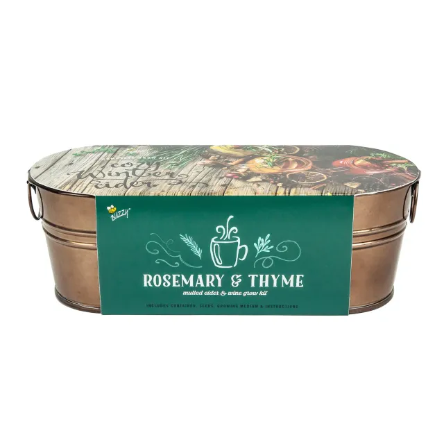 Buzzy Seeds Rosemary Thyme dyrkningssæt kobberkar 2 sorter