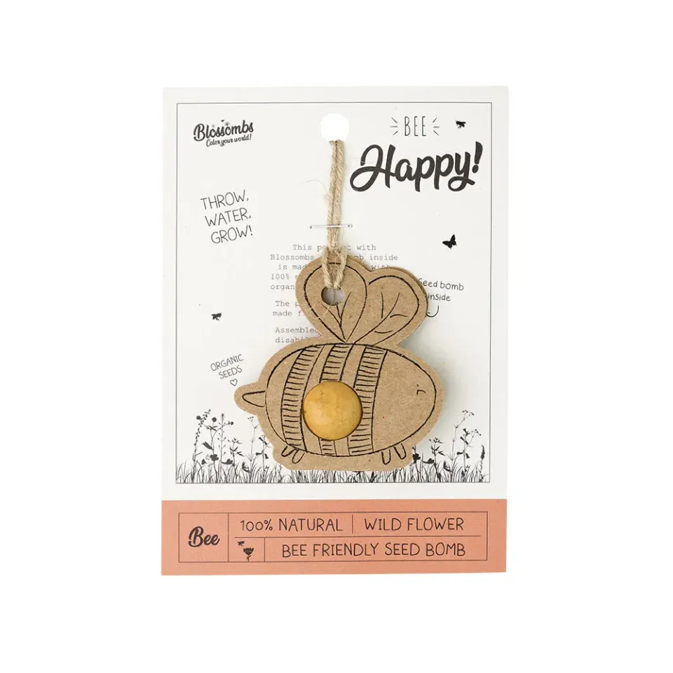 Buzzy Seeds Bee Happy kort frøbombe bi vilde blomster
