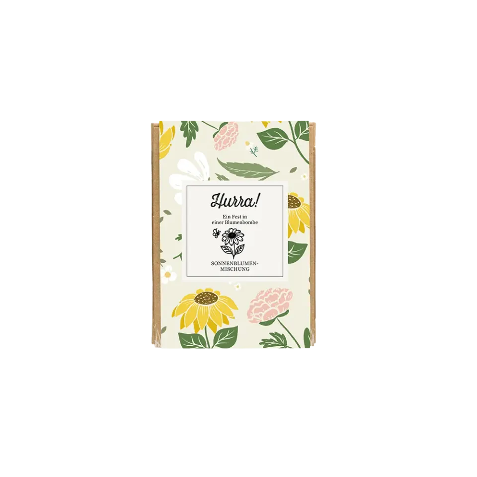 Blossombs Giftbox Mini frøbomber 4 stk solsikke Hurra
