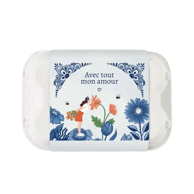 Blossombs Æggebakke Delft Blue Kisses frøbomber 6 stk