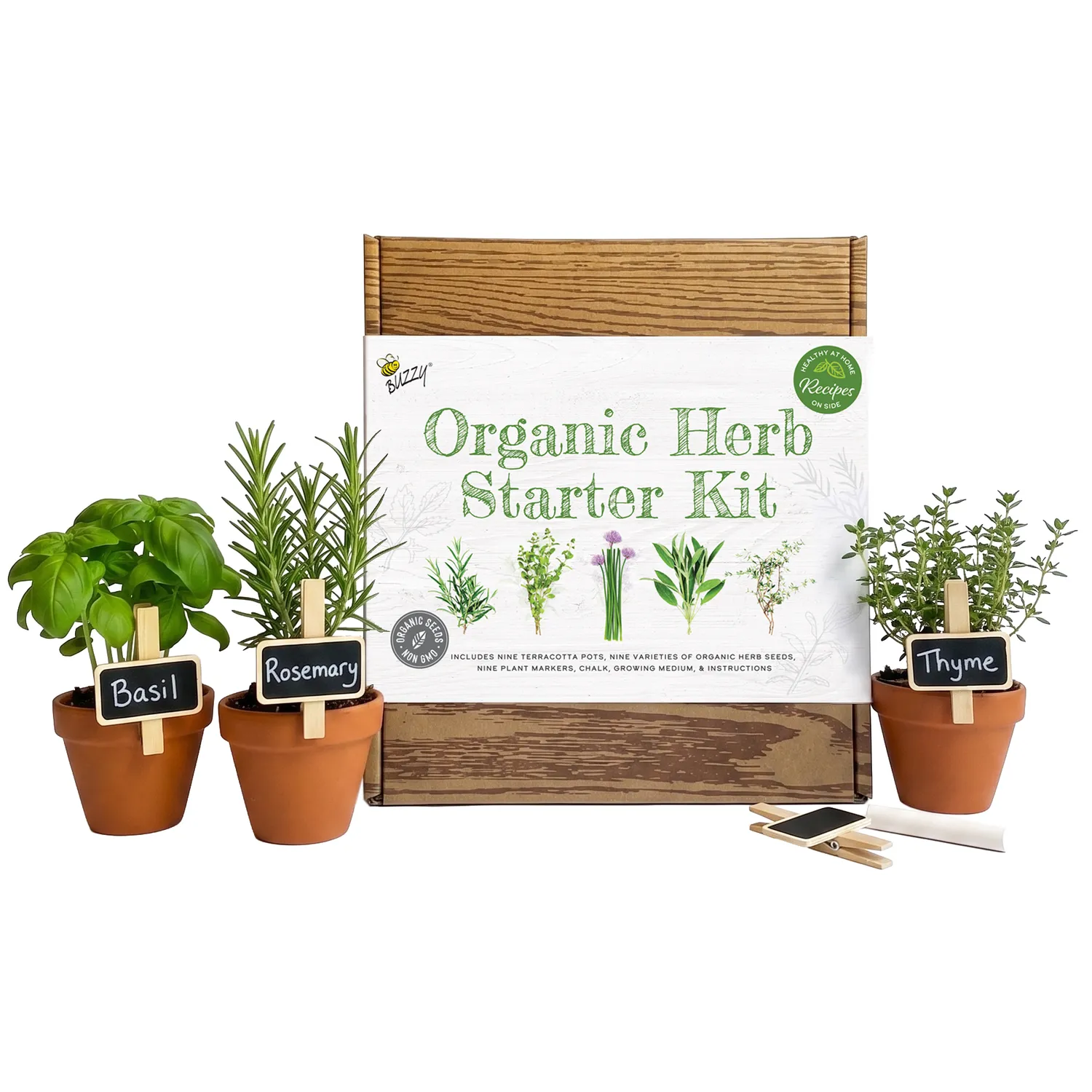 Buzzy Seeds Organic Herb Garden dyrkningssæt 9 sorter økologisk