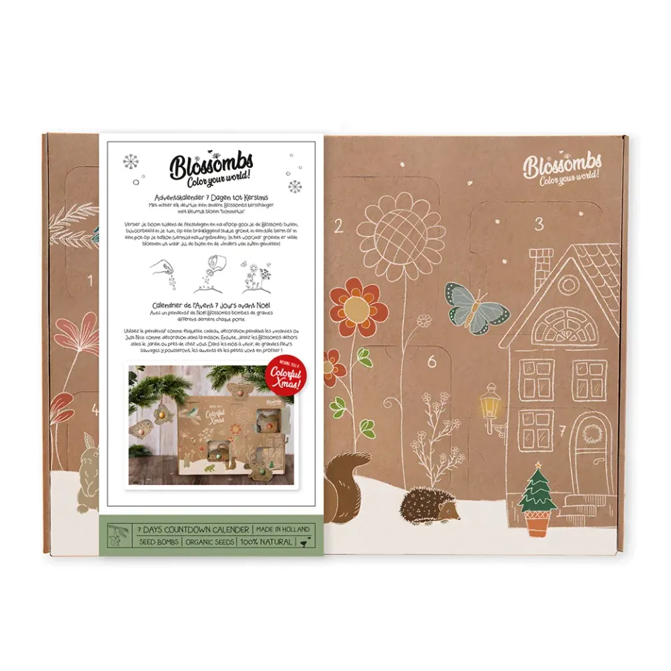 Blossombs Adventskalender frøbomber 7 låger jule