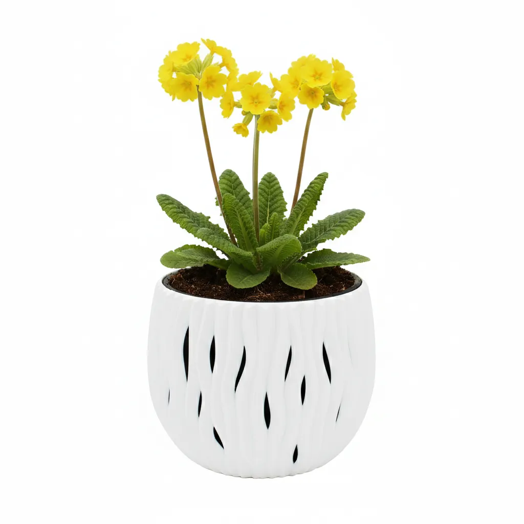 Buzzy Seeds Primrose dyrkningssæt hvid bølgepotte 15 cm