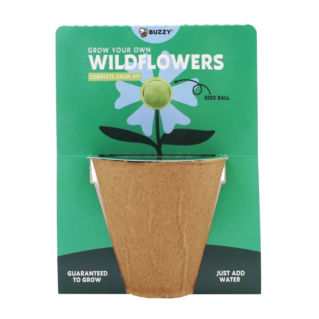 Buzzy Seeds Wildflower Grow Kit frøbombe grøn bestøvermix