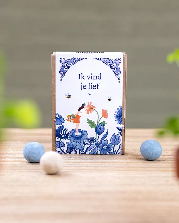 Blossombs Mini gaveæske frøbomber 4 stk Delft Blue
