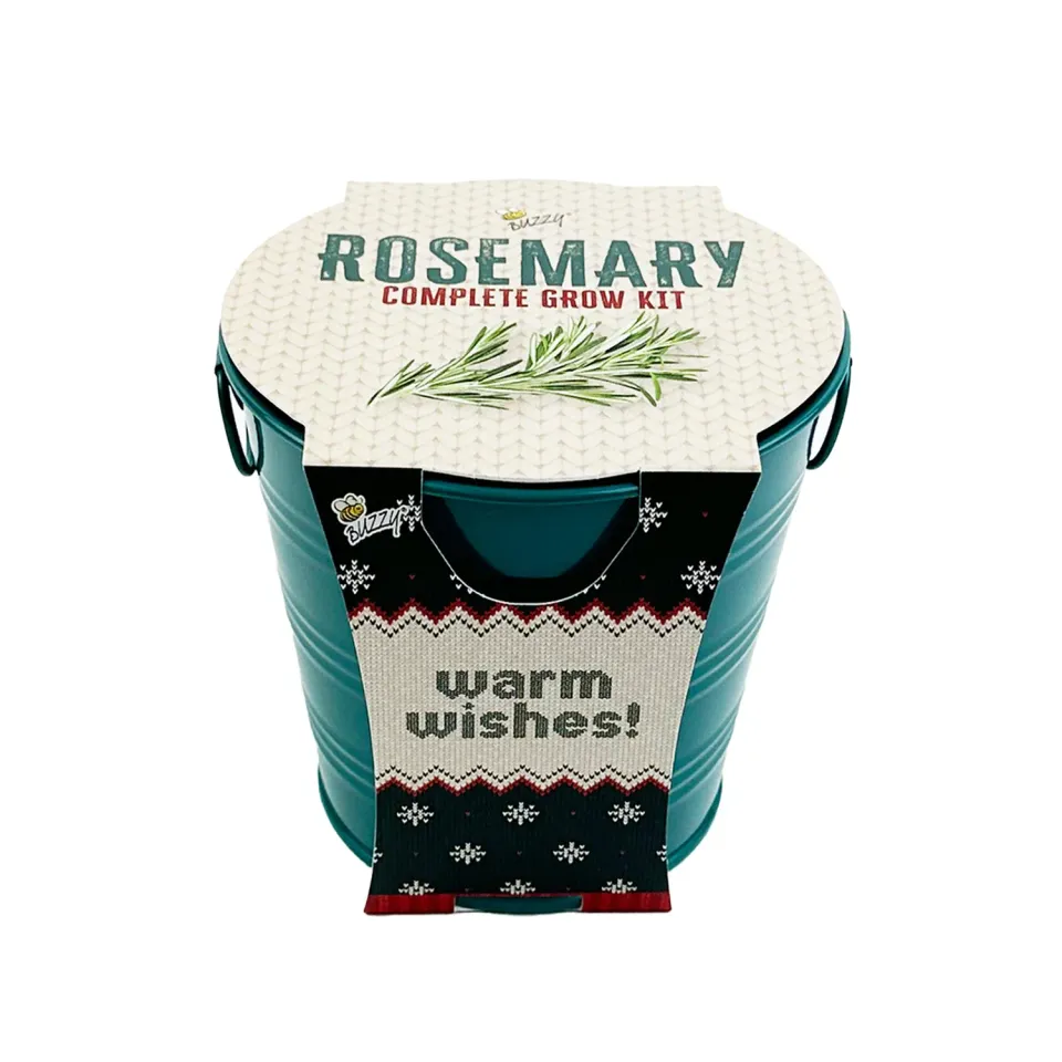 Buzzy Seeds Warm Wishes Holiday Pail dyrkningssæt rosmarin