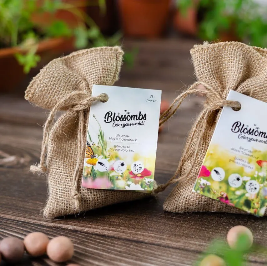 Blossombs Jutepose frøbomber 8 stk vildblomst