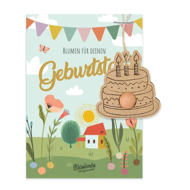 Blossombs Blumen zum Geburtstag kort med frøbombe kage