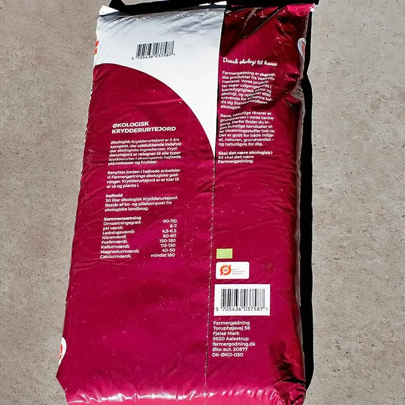 Urtegartneriet øko krydderurtejord 30 liter spagnumfri