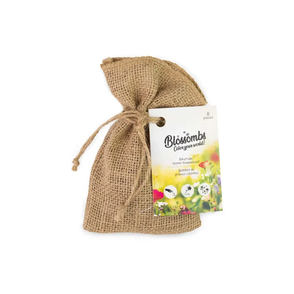Blossombs Jutepose frøbomber 8 stk vildblomst