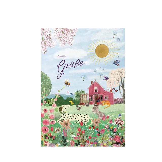 Blossombs Kort Pink House frøbombe 1 stk okker