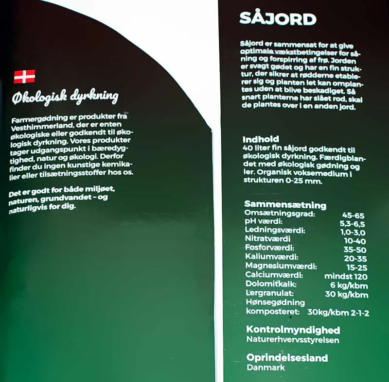 Urtegartneriet øko såjord 17 liter til forkultivering
