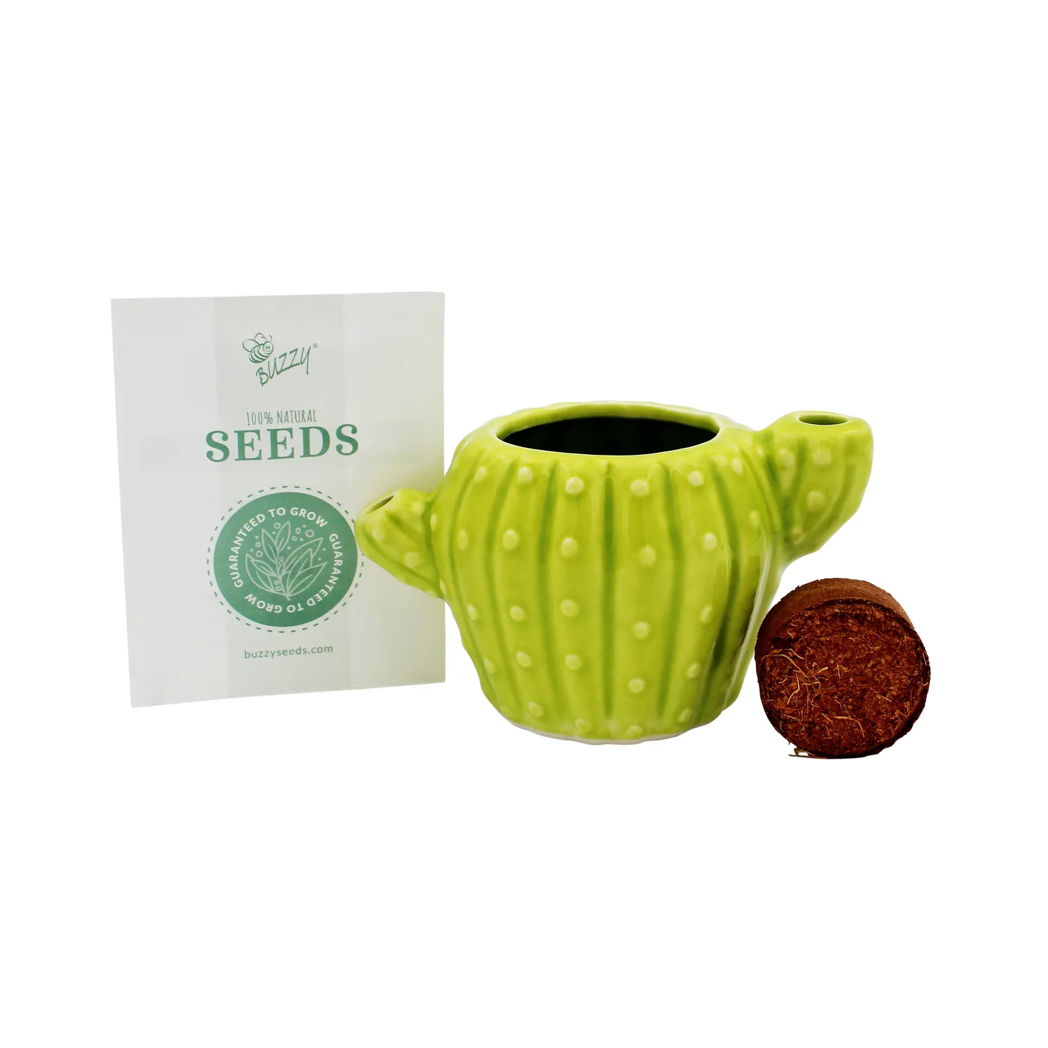 Buzzy Seeds Cactus dyrkningssæt 4-pak keramikpotter
