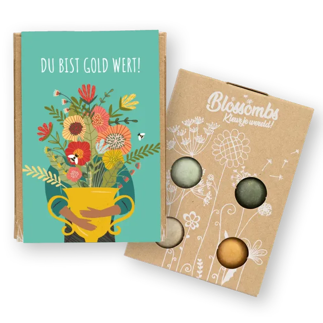 Blossombs Du bist Gold wert mini frøbomber 4 stk kærlighed