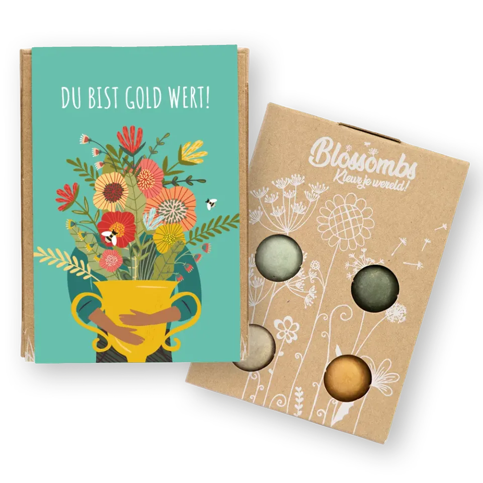 Blossombs Du bist Gold wert mini frøbomber 4 stk kærlighed