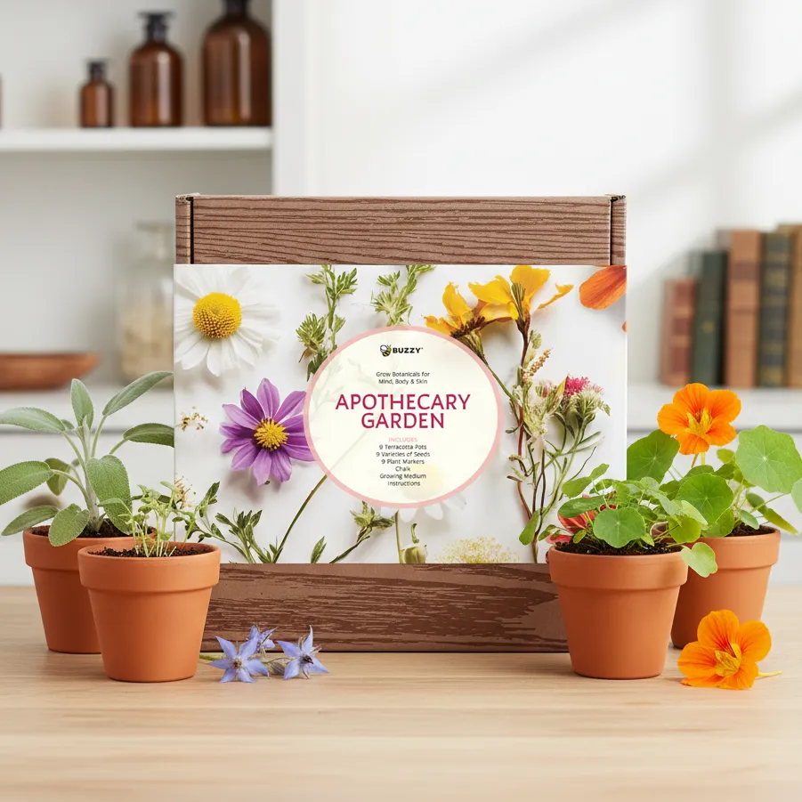 Buzzy Seeds Apothecary Garden dyrkningssæt 9-pak urtefrø