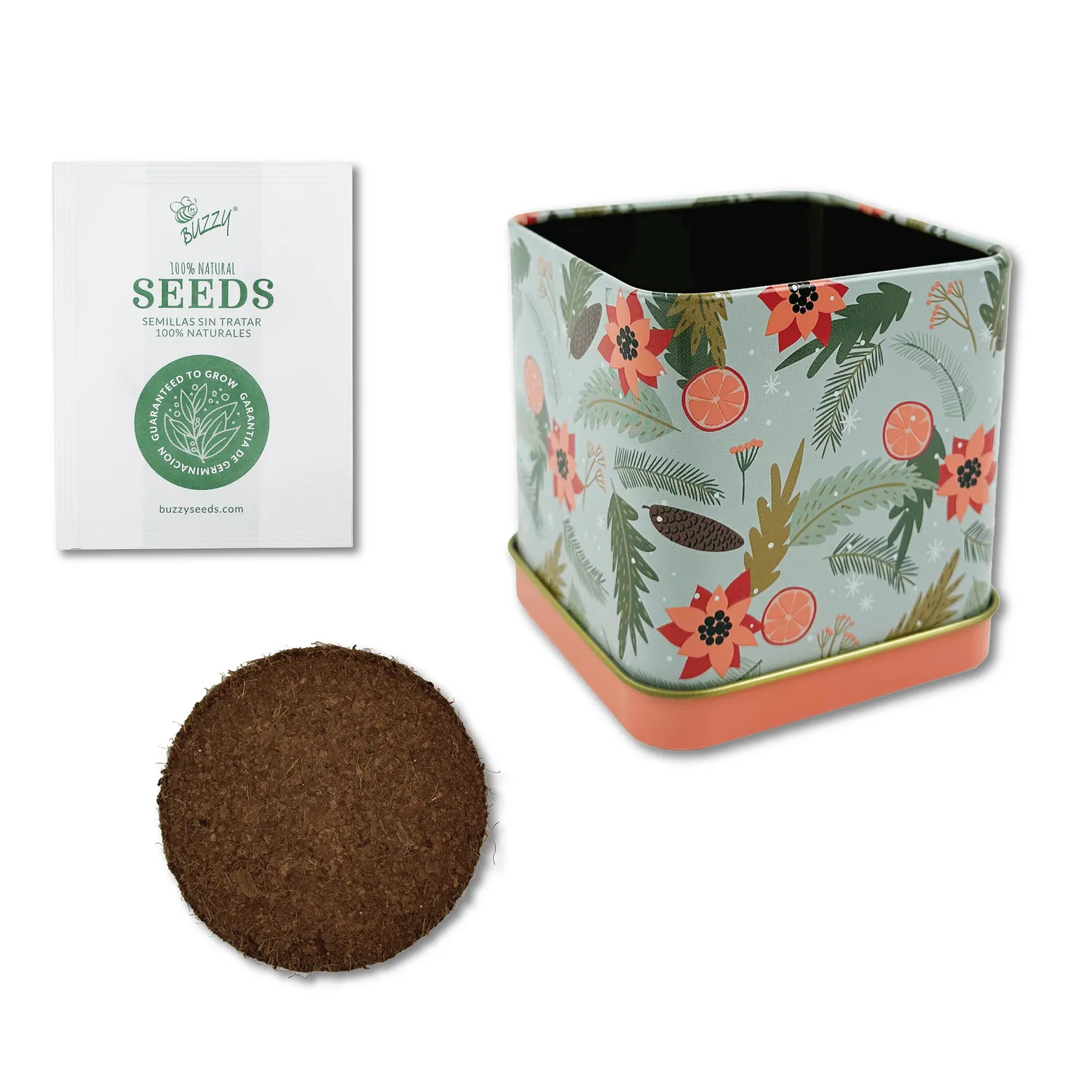Buzzy Seeds Holiday Mint dyrkningssæt 2 dåser mynte