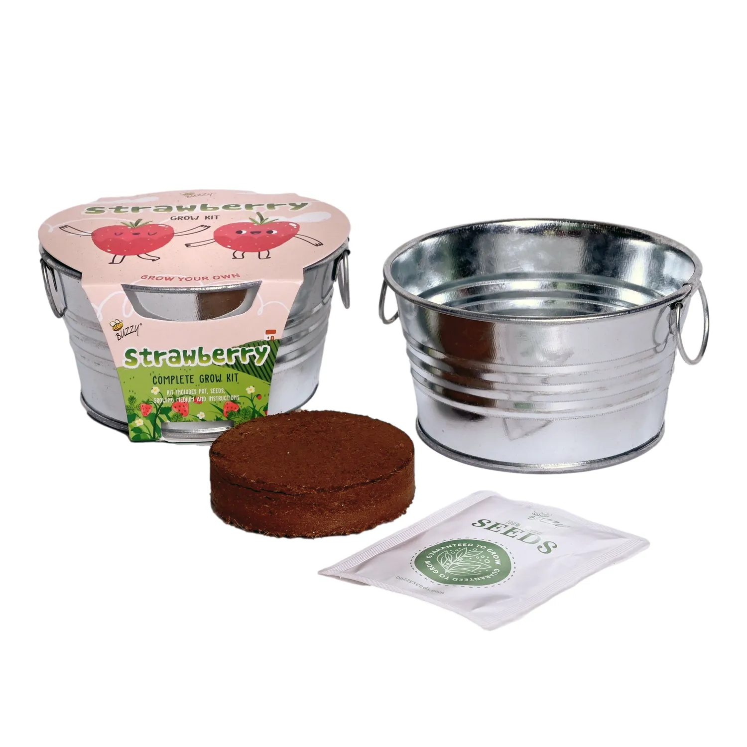 Buzzy Seeds Kids Bundle dyrkningssæt tomat solsikke jordbær