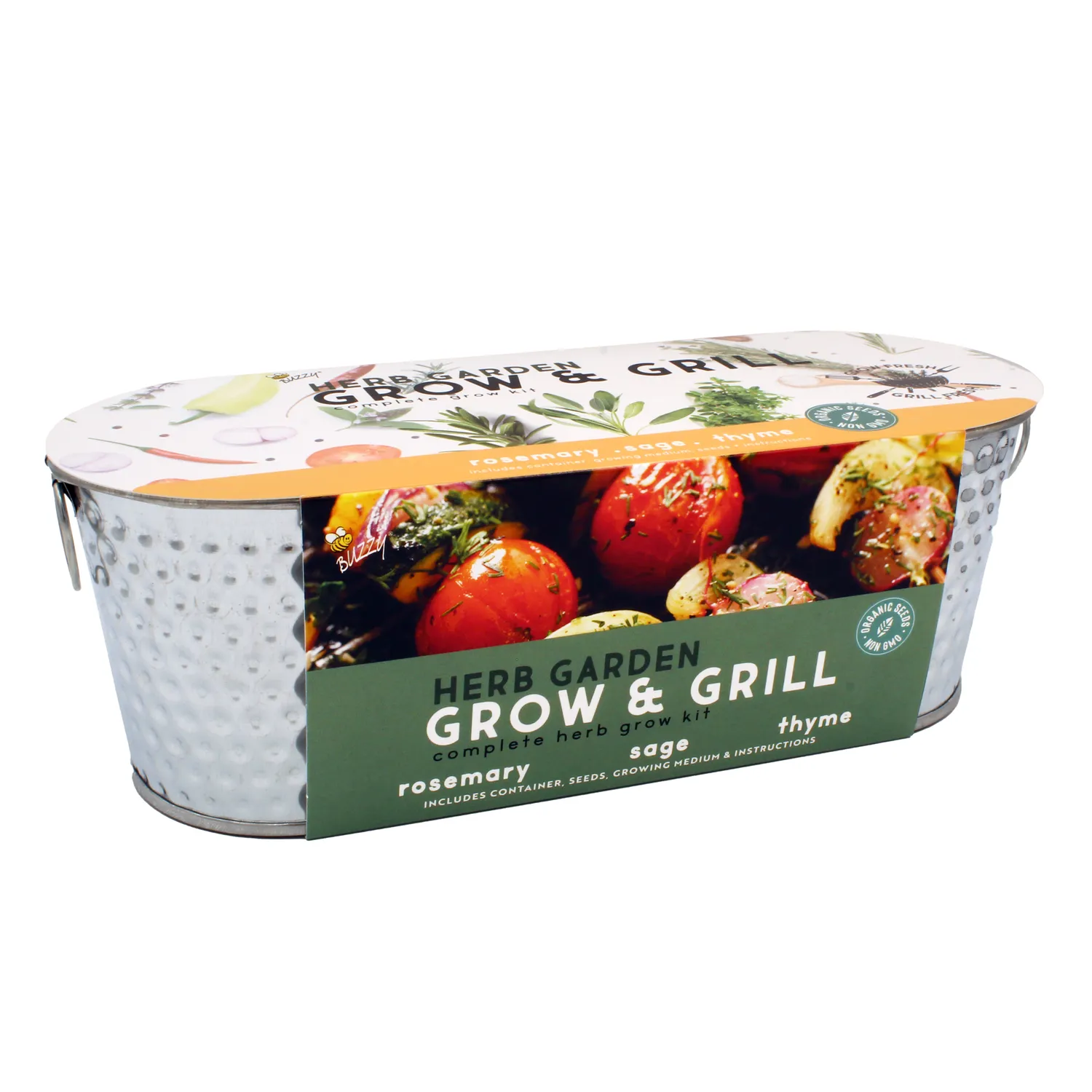 Buzzy Seeds Organic Grilling Herb dyrkningssæt rosmarin salvie timian