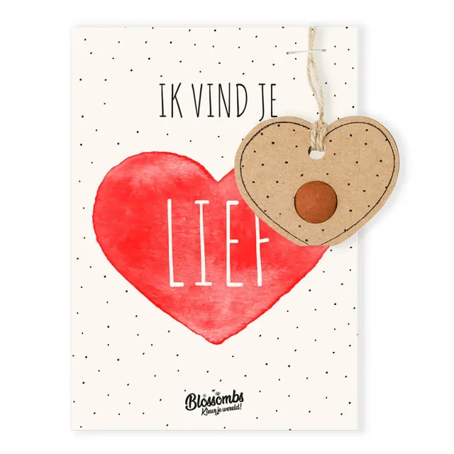 Blossombs Ik vind je lief kort med frøbombe hjerte