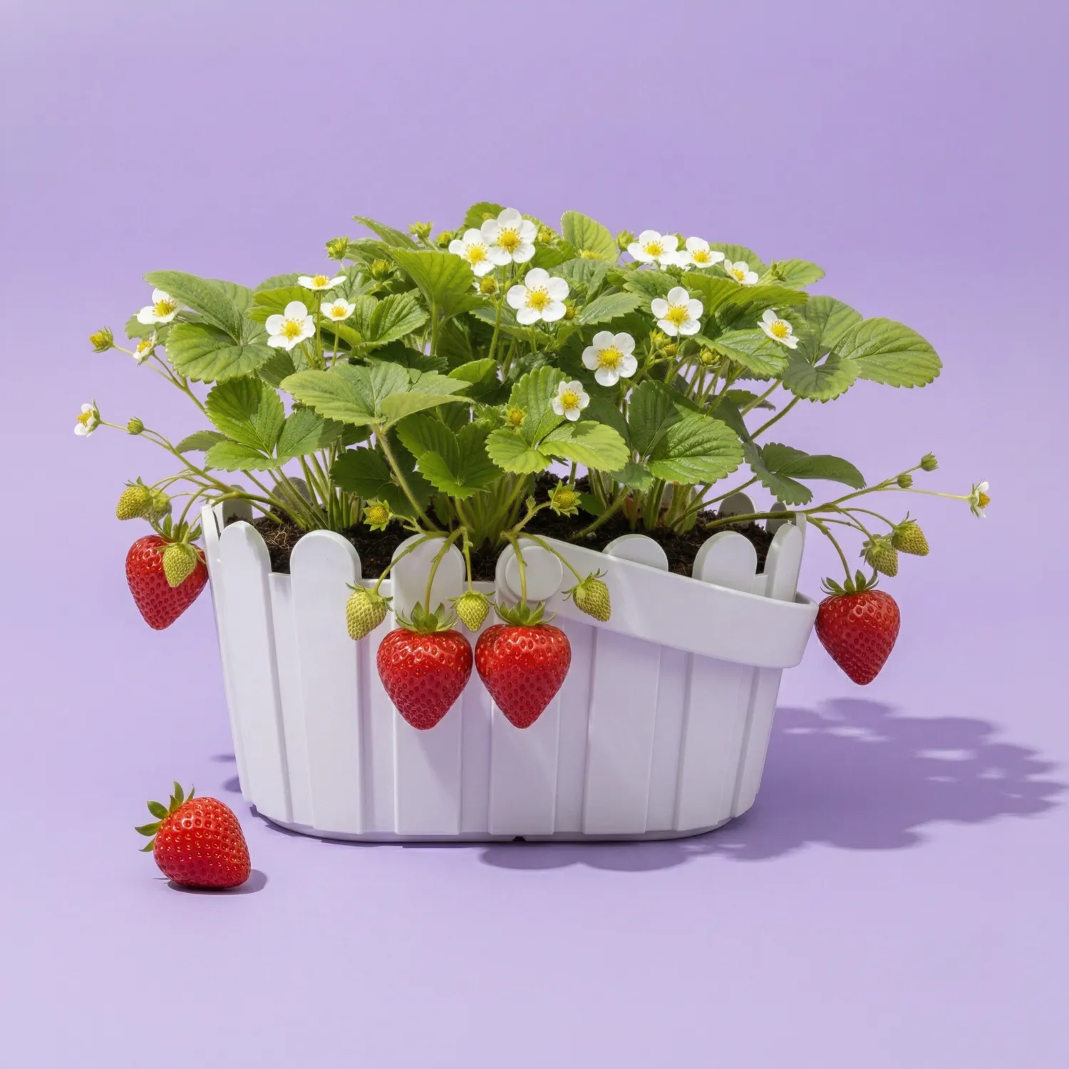 Buzzy Seeds Strawberry Grow Kit dyrkningssæt hvid kurv
