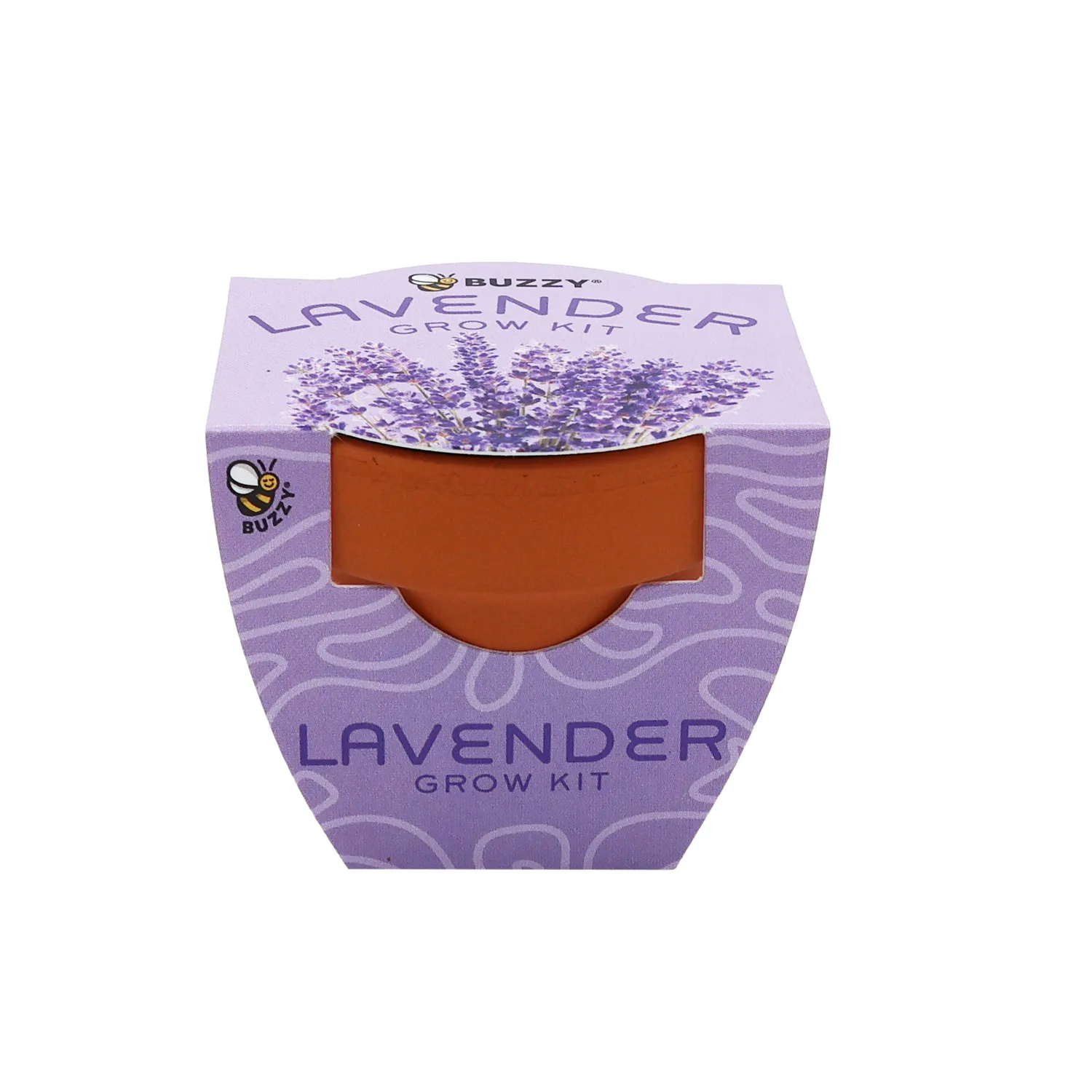 Buzzy Seeds Bright Mini Terracotta dyrkningssæt lavendel 12-pak