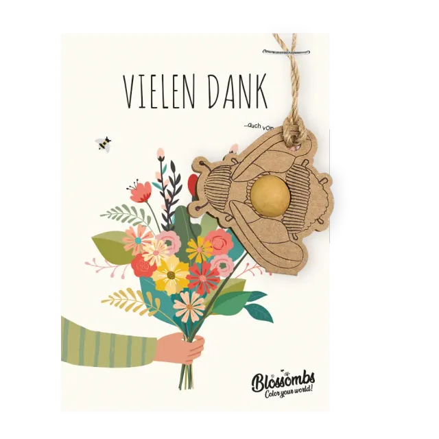 Blossombs takkekort humlevedhæng 1 frøbombe vilde blomster