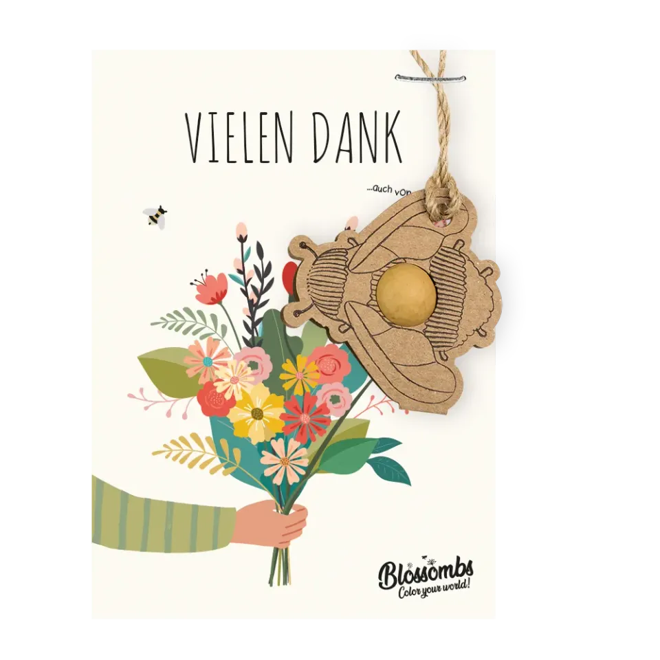 Blossombs takkekort humlevedhæng 1 frøbombe vilde blomster
