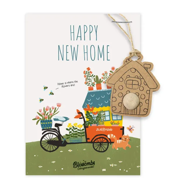 Blossombs Happy New Home kort med frøbombe 1 stk biologisk