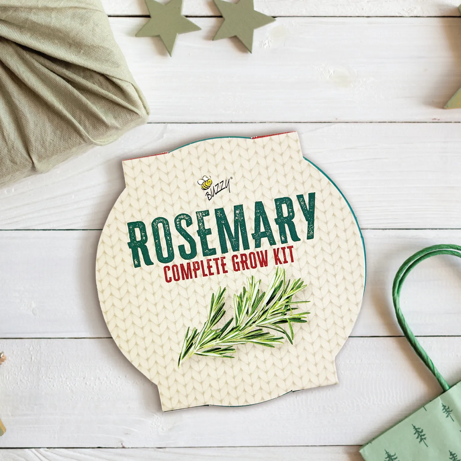 Buzzy Seeds Warm Wishes Holiday Pail dyrkningssæt rosmarin