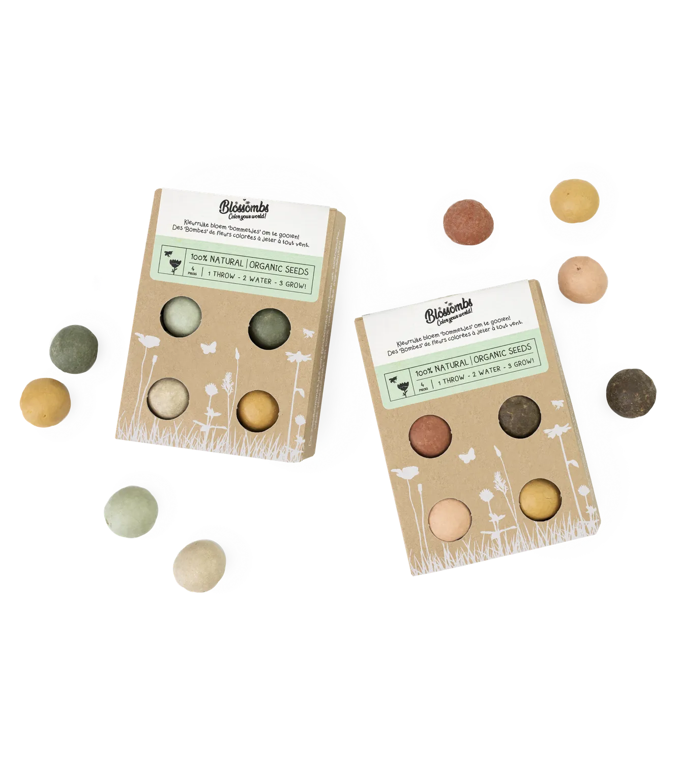 Blossombs Giftbox Mini frøbomber 4 stk mix blomster