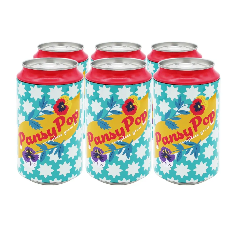 Buzzy Seeds Soda Can Pansy dyrkningssæt stedmoder 6-pak