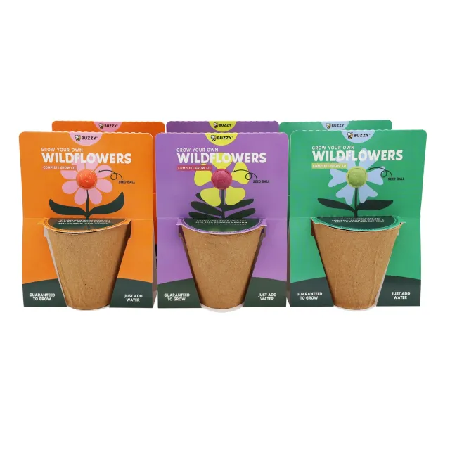 Buzzy Seeds Wildflower Grow Kit frøbomber 6-pak bestøvermix