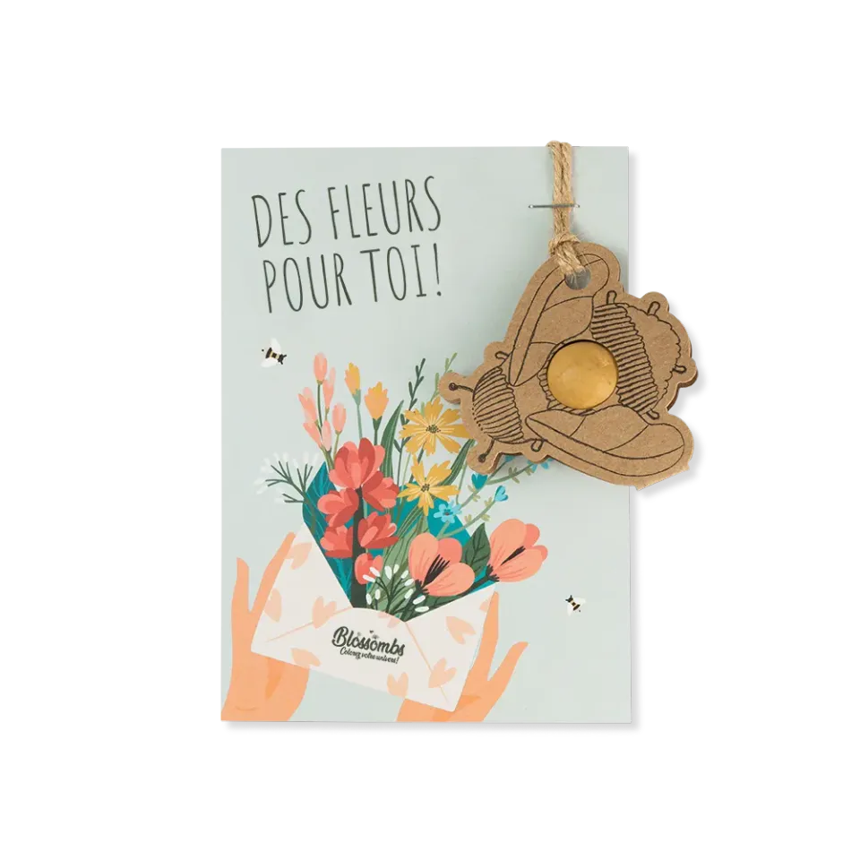 Blossombs Humlebi kort Blomster til dig vedhæng
