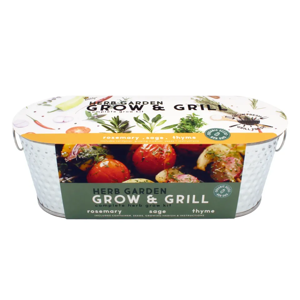 Buzzy Seeds Organic Grilling Herb dyrkningssæt rosmarin salvie timian