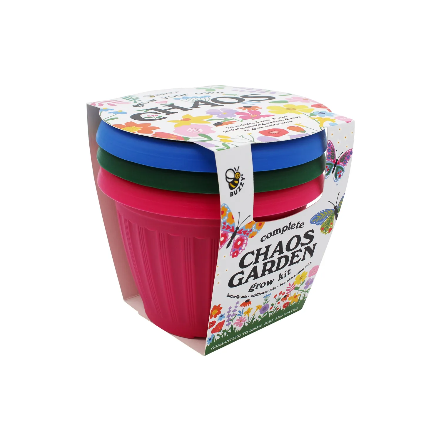 Buzzy Seeds Chaos Garden dyrkningssæt 3-pak vildblomster