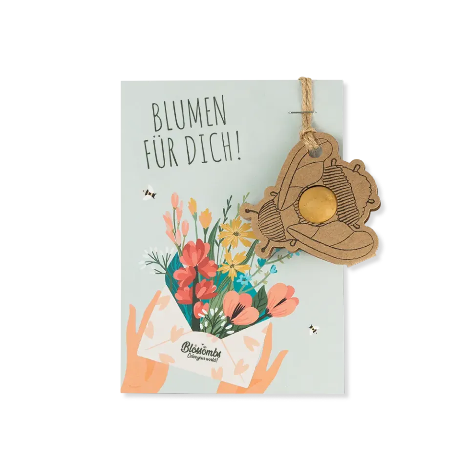 Blossombs Blumen für dich kort 1 frøbombe humle