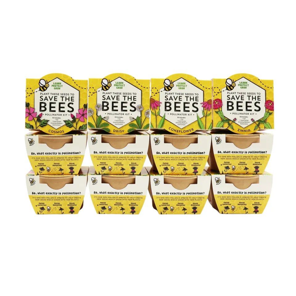 Buzzy Seeds Save the Bees dyrkningssæt 12-pak bivenlige blomster