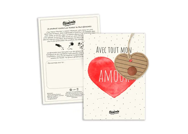 Blossombs Amour valentinkort 1 frøbombe hjerte