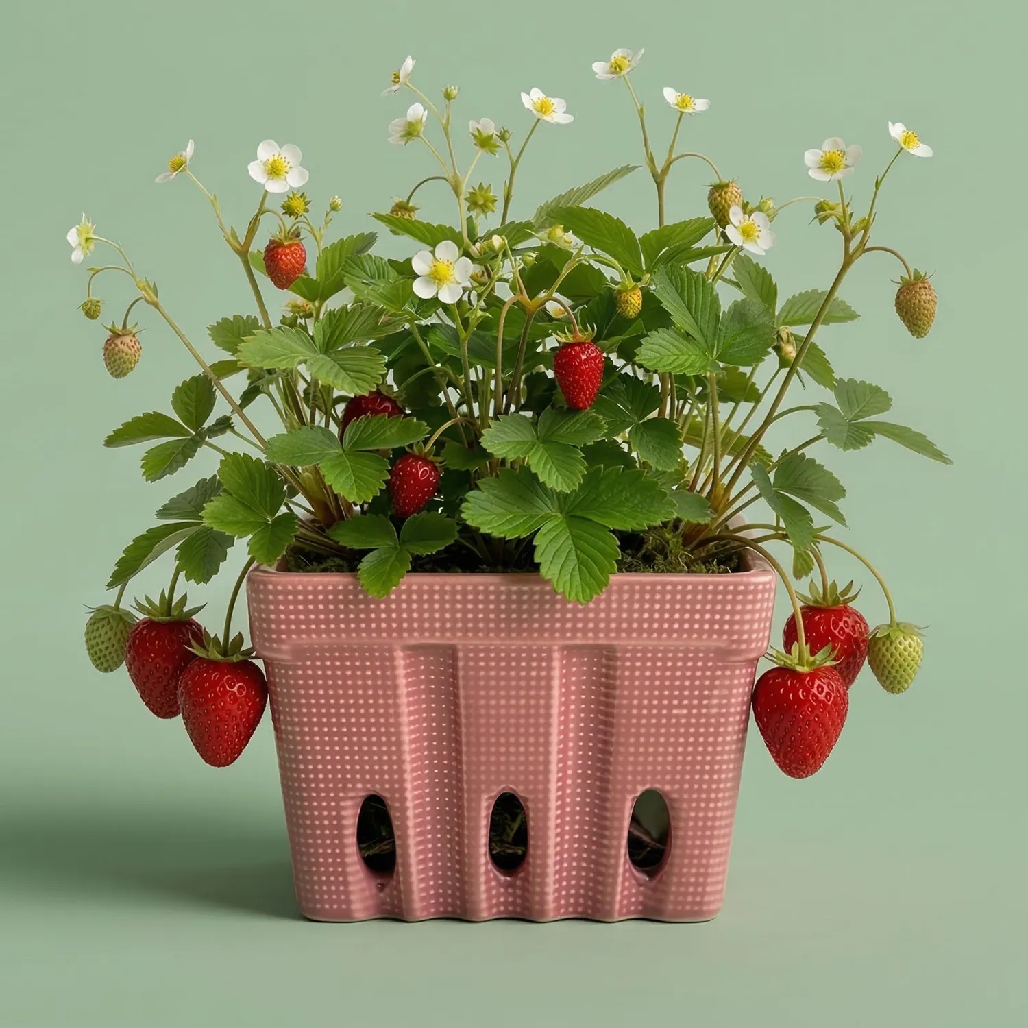 Buzzy Seeds Strawberry dyrkningssæt keramisk kurv alpine