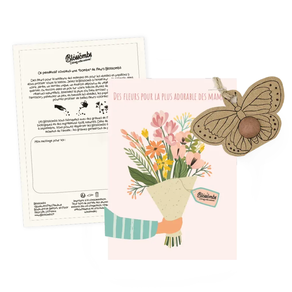 Blossombs Maman kort frøbomber sommerfugl bouquet