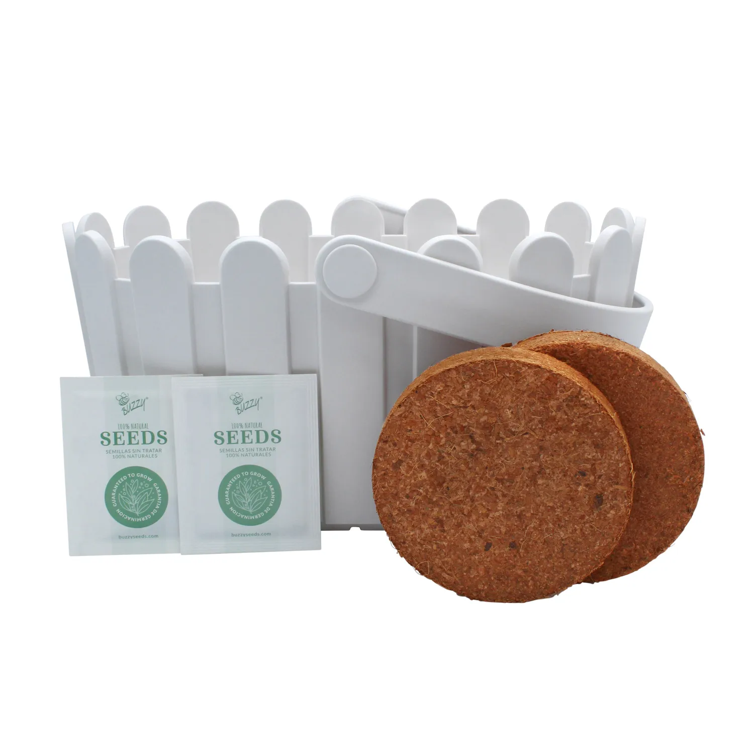 Buzzy Seeds Strawberry Grow Kit dyrkningssæt hvid kurv